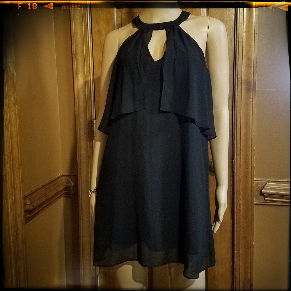 BCBGenerations Womens Black Cut-Out Halter Dress
